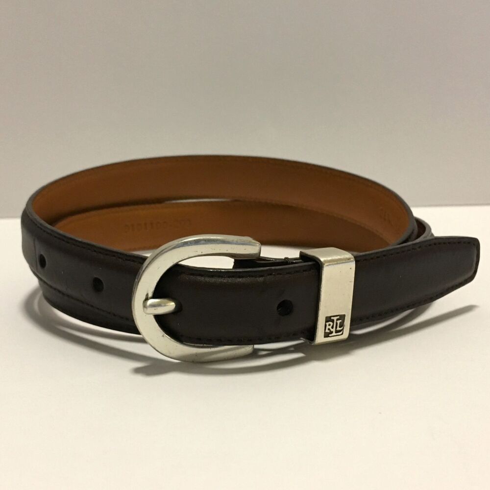 Lauren Ralph Lauren Womens Belt Drk Brown Silver tone Buckle Hardware 34in LSz S